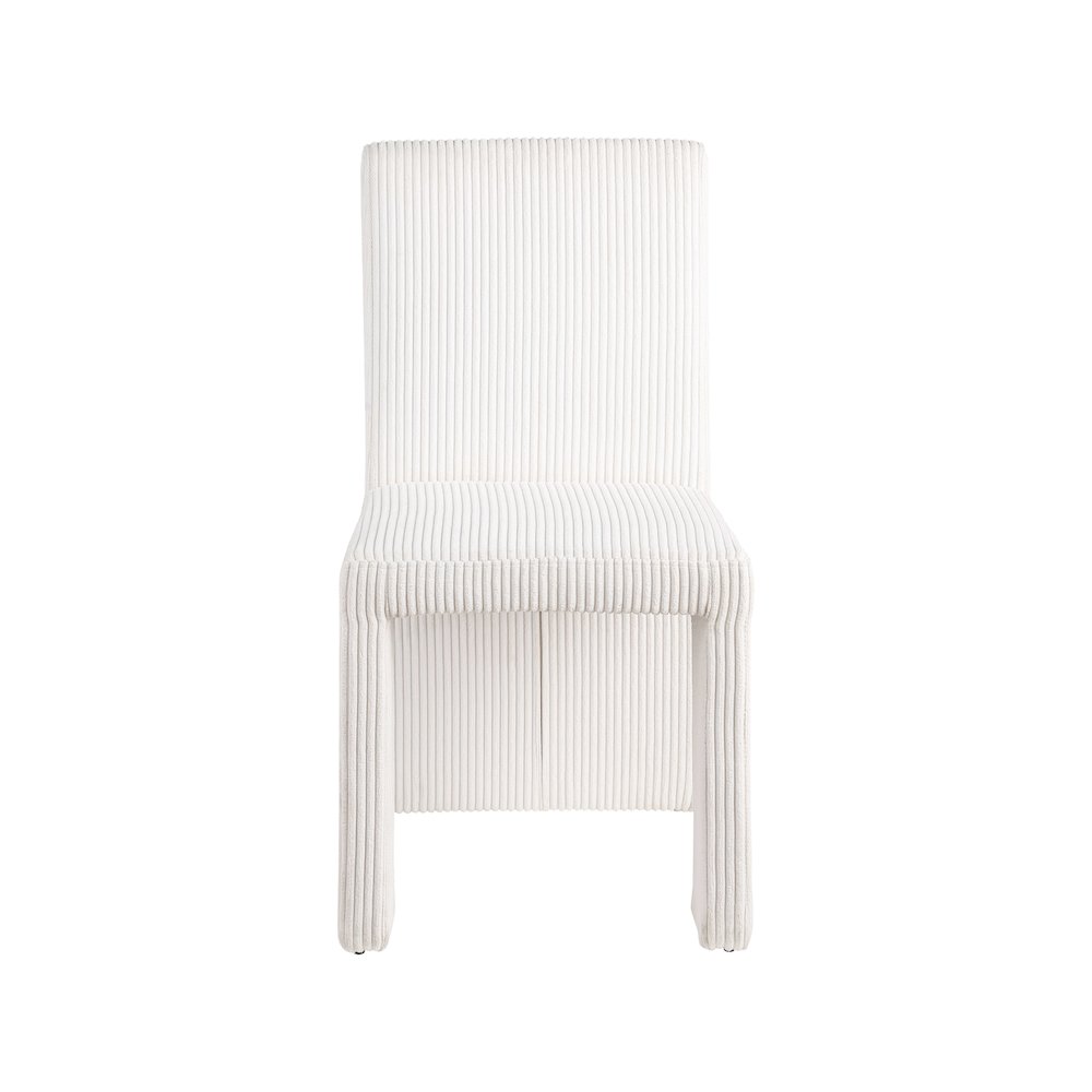 Benson Cream Microsuede Corduroy Fabric Dining Chair, Set of 2. Picture 2