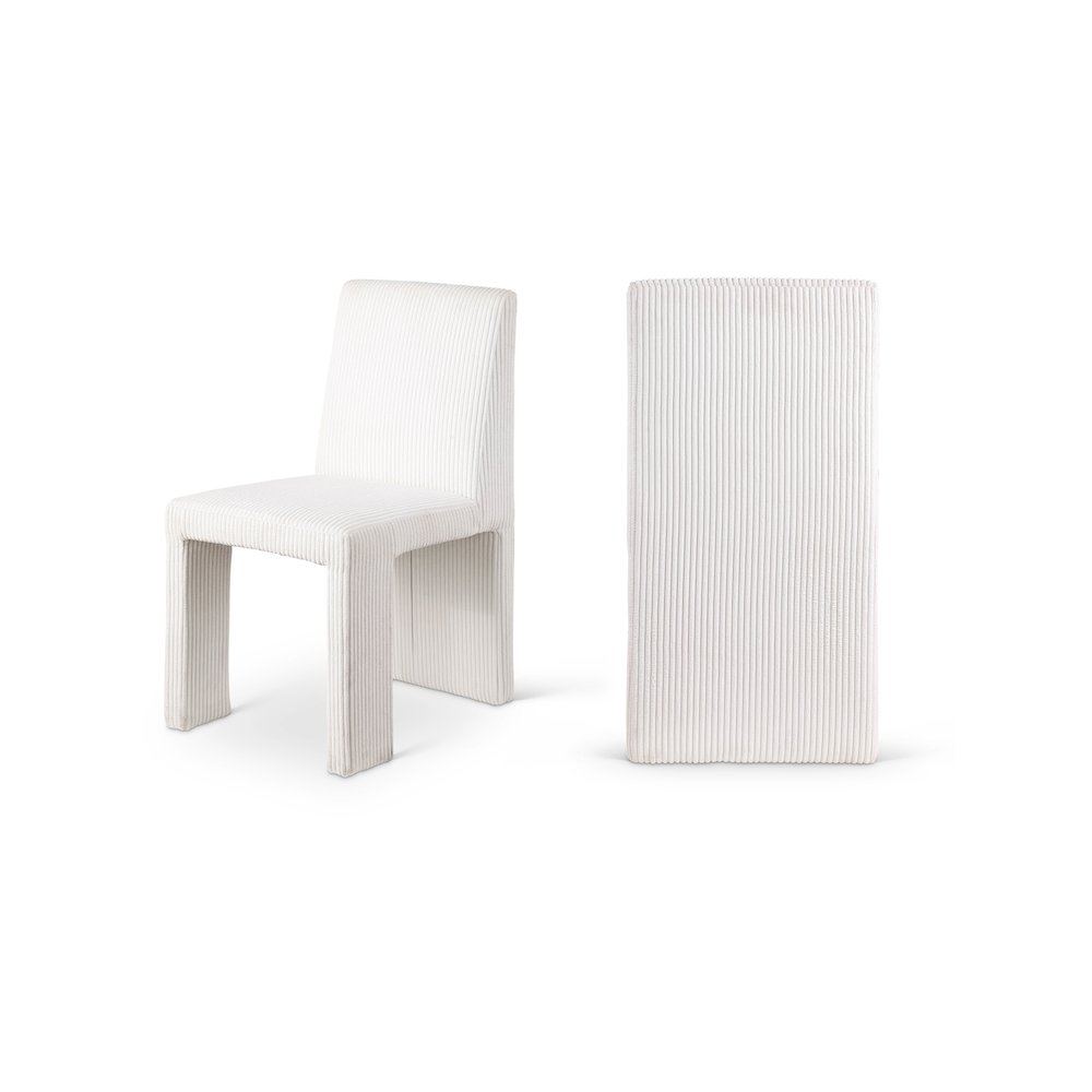 Benson Cream Microsuede Corduroy Fabric Dining Chair, Set of 2. Picture 1
