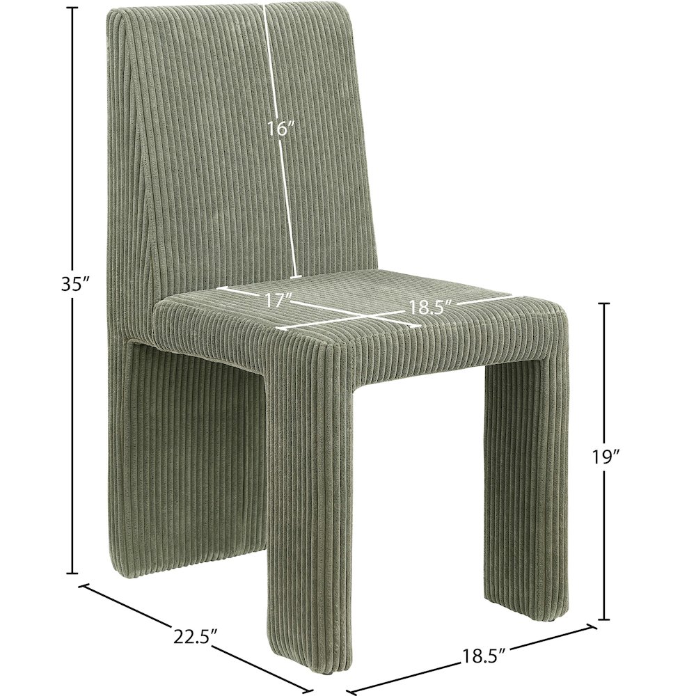 Benson Green Microsuede Corduroy Fabric Dining Chair, Set of 2. Picture 8