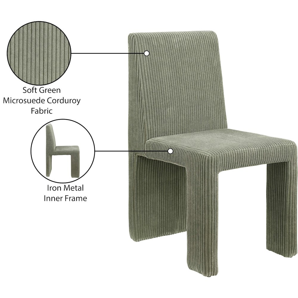 Benson Green Microsuede Corduroy Fabric Dining Chair, Set of 2. Picture 9