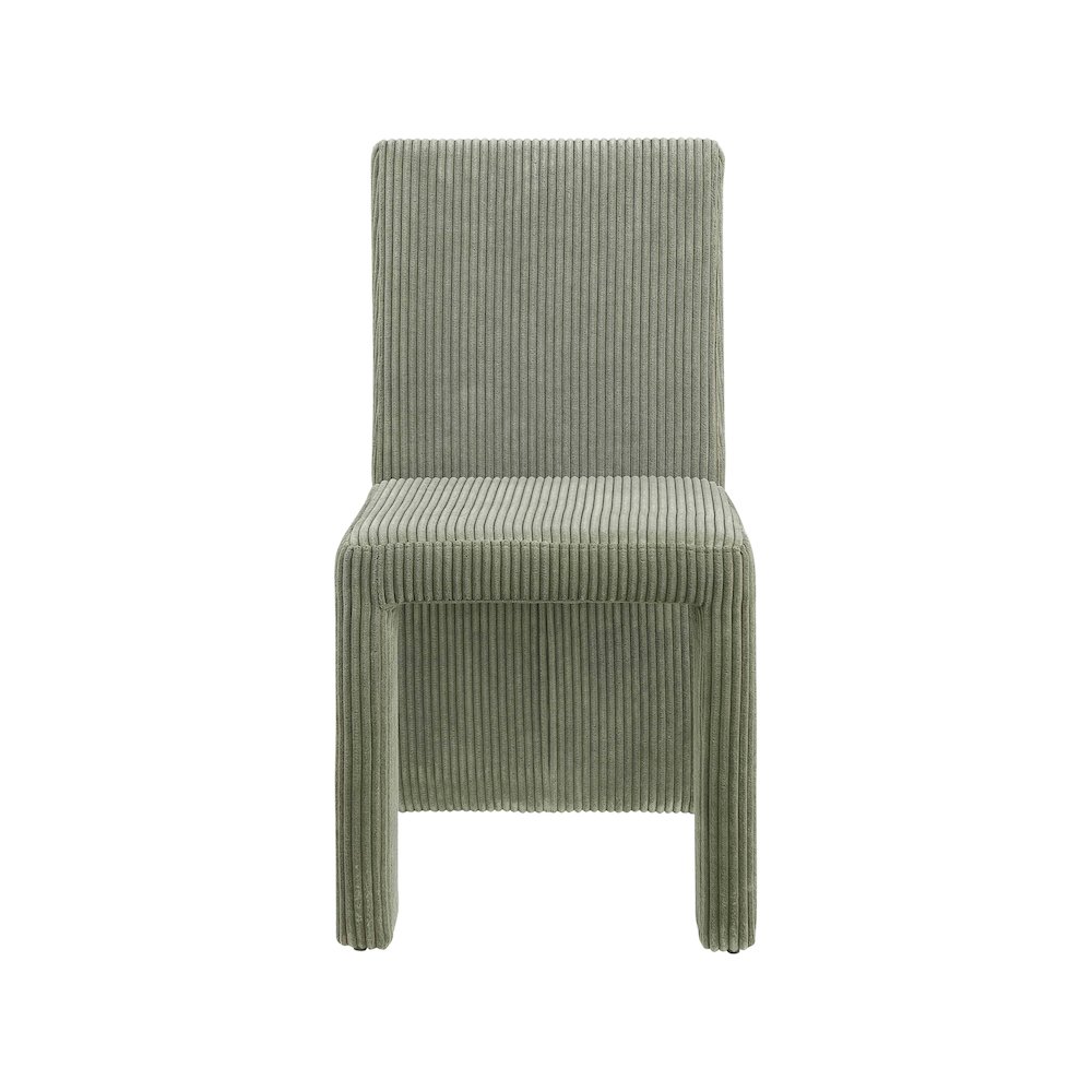 Benson Green Microsuede Corduroy Fabric Dining Chair, Set of 2. Picture 2