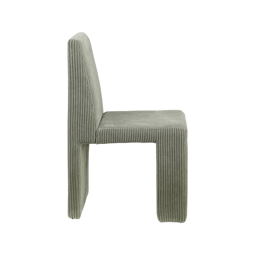 Benson Green Microsuede Corduroy Fabric Dining Chair, Set of 2. Picture 3