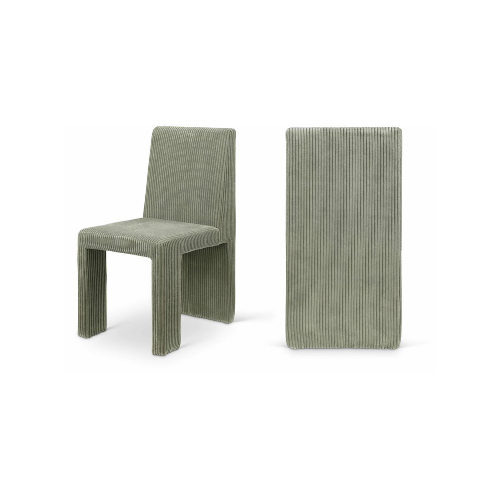 Benson Green Microsuede Corduroy Fabric Dining Chair, Set of 2. Picture 1