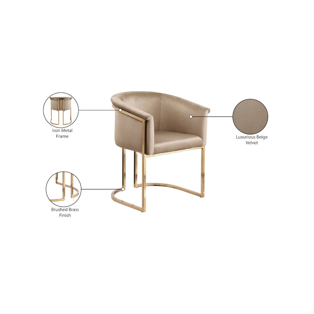 Tierra Beige Velvet Dining Chair. Picture 9