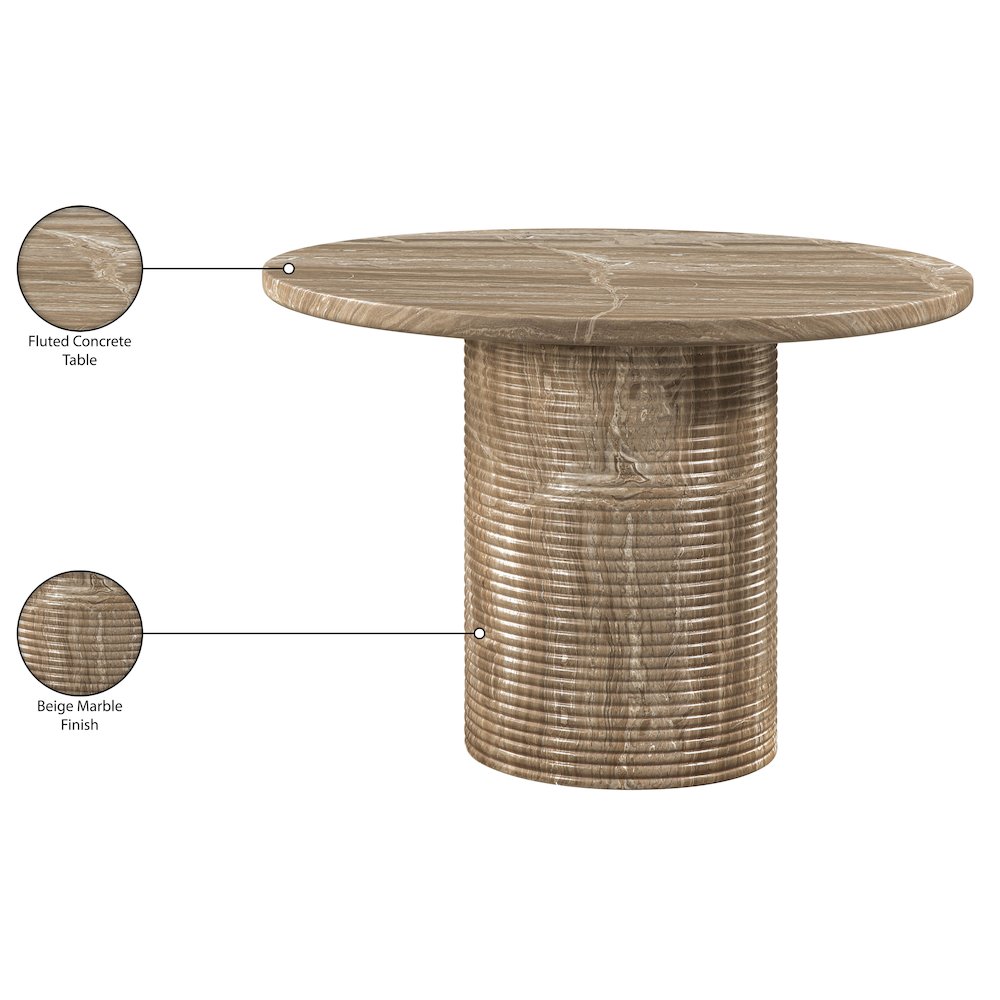 Rapallo 43" Beige Concrete Indoor/Outdoor Dining Table. Picture 7