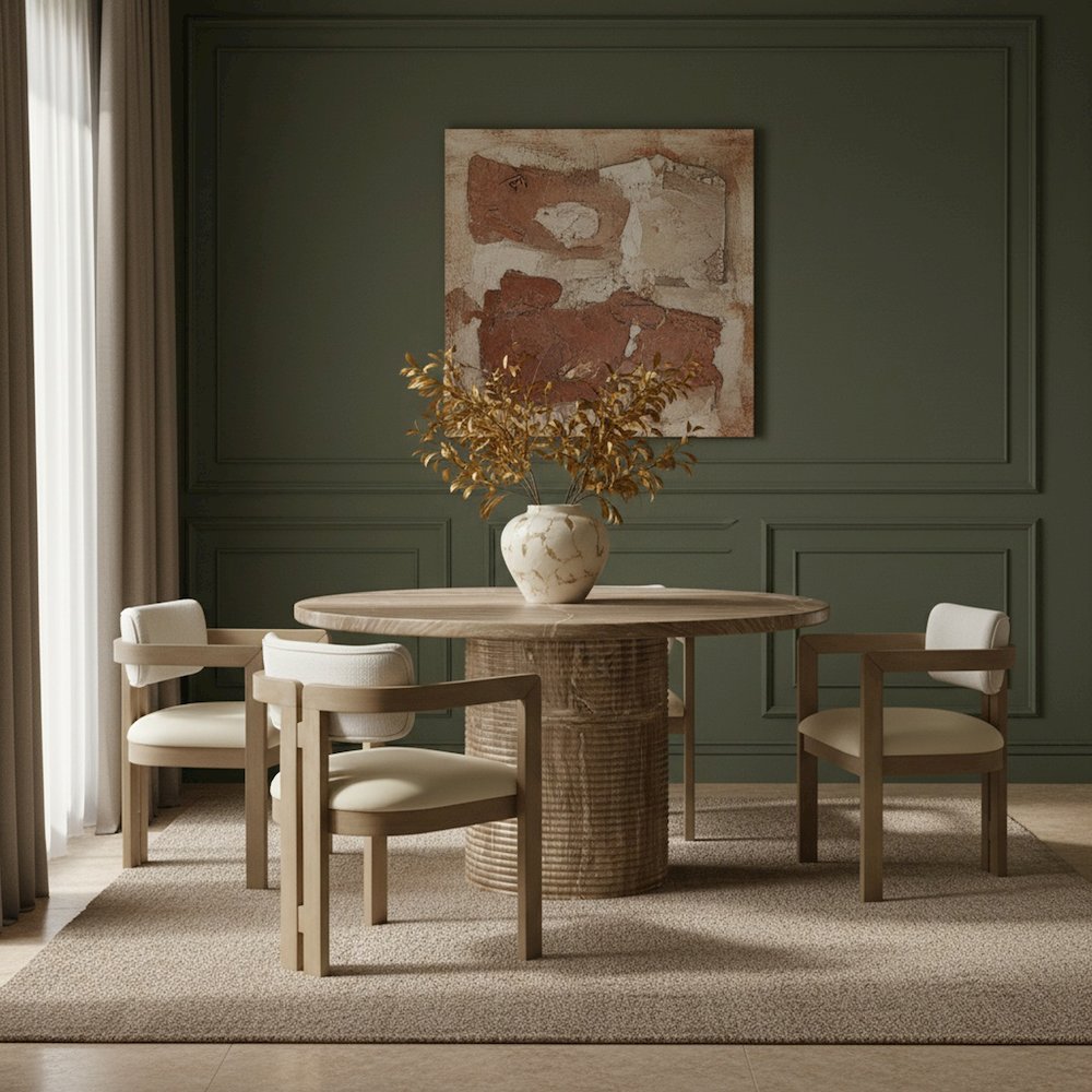 Rapallo 43" Beige Concrete Indoor/Outdoor Dining Table. Picture 2