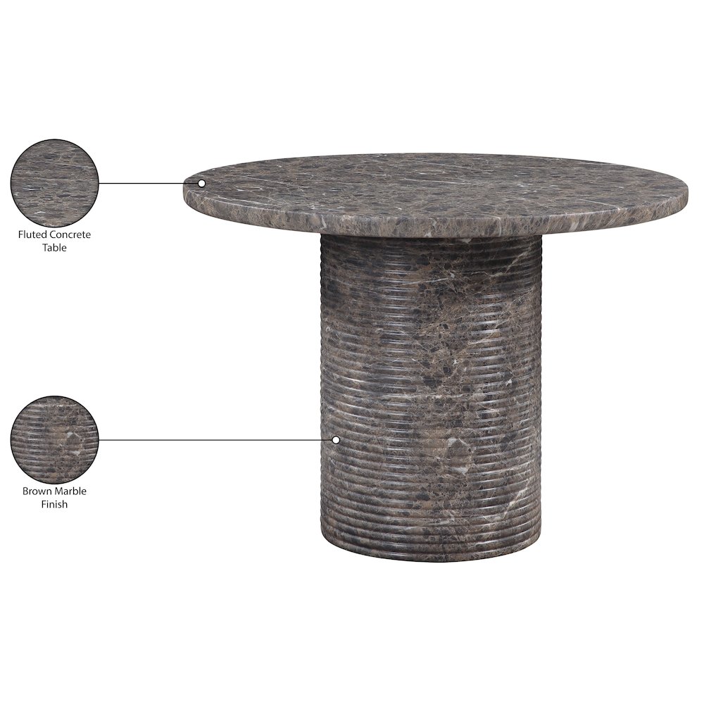 Rapallo 43" Brown Concrete Indoor/Outdoor Dining Table. Picture 7