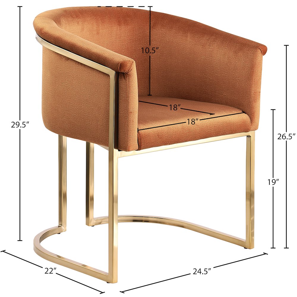 Tierra Cognac Velvet Dining Chair. Picture 8