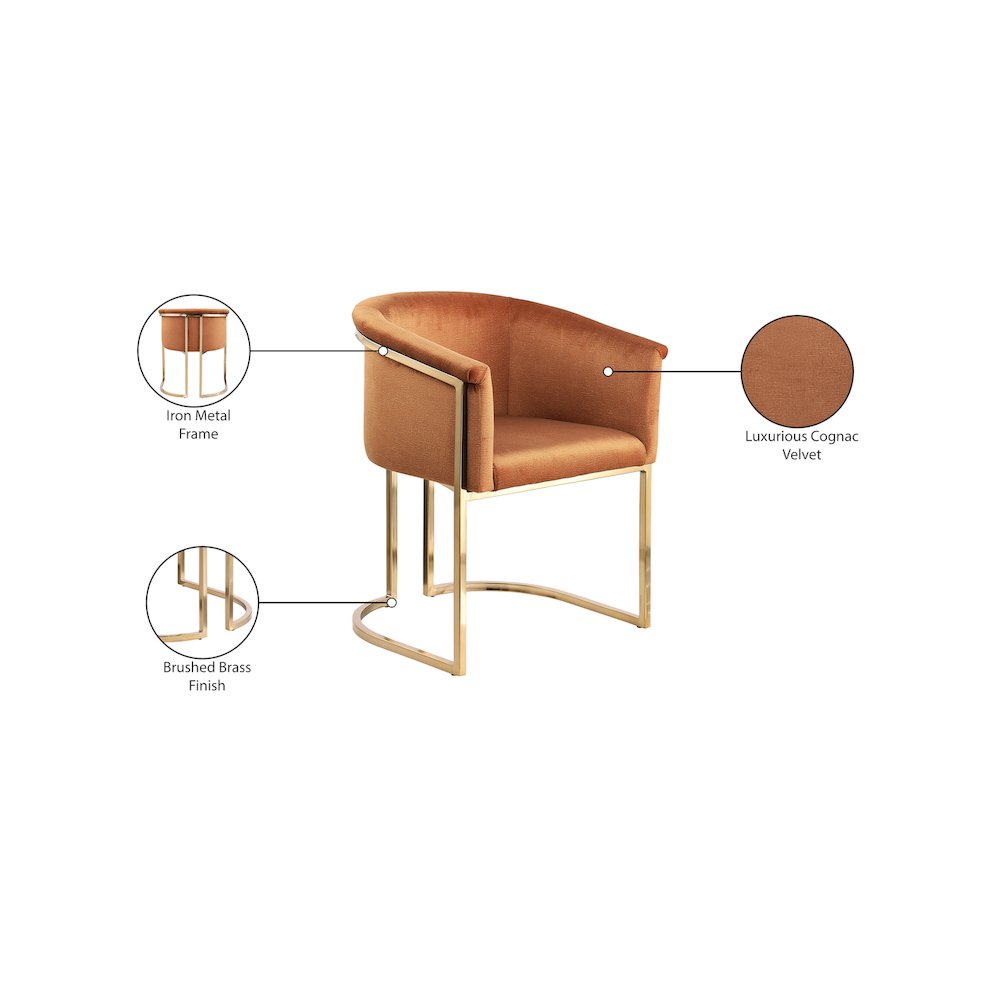 Tierra Cognac Velvet Dining Chair. Picture 9