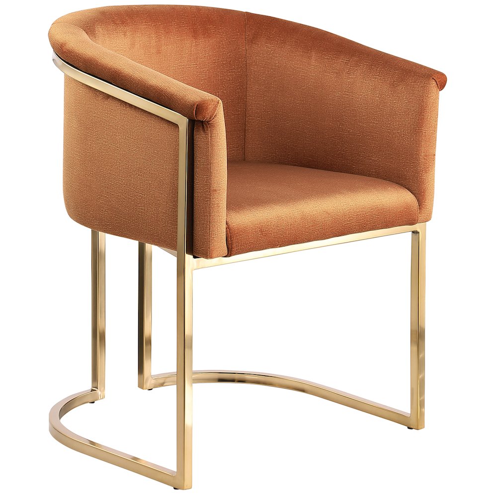 Tierra Cognac Velvet Dining Chair. Picture 1