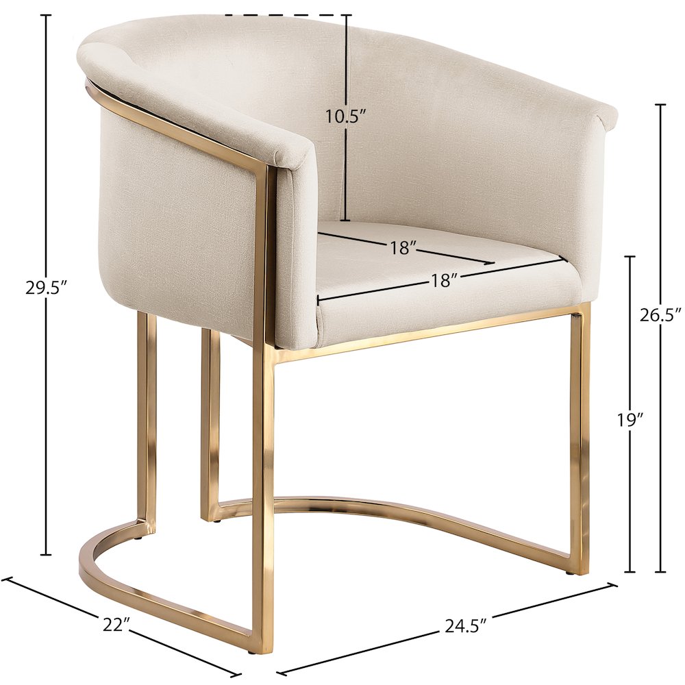 Tierra Cream Velvet Dining Chair. Picture 8