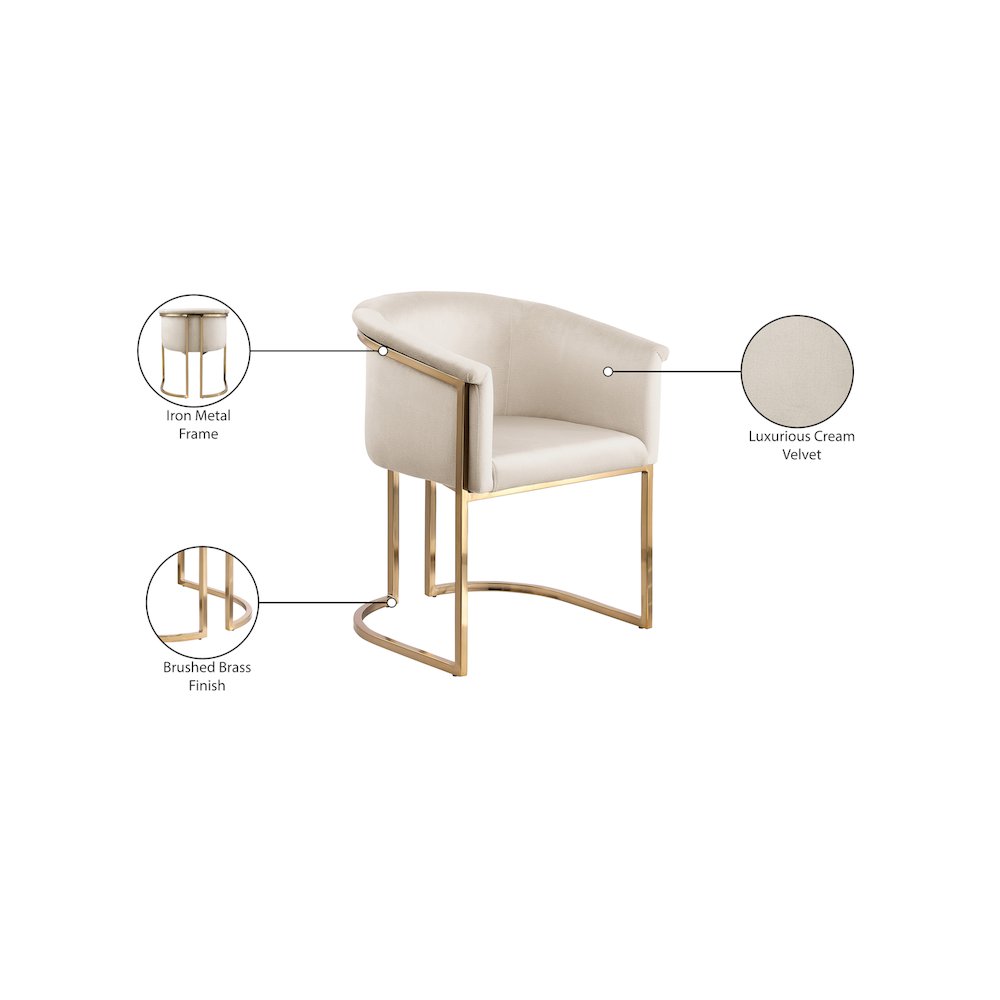 Tierra Cream Velvet Dining Chair. Picture 9