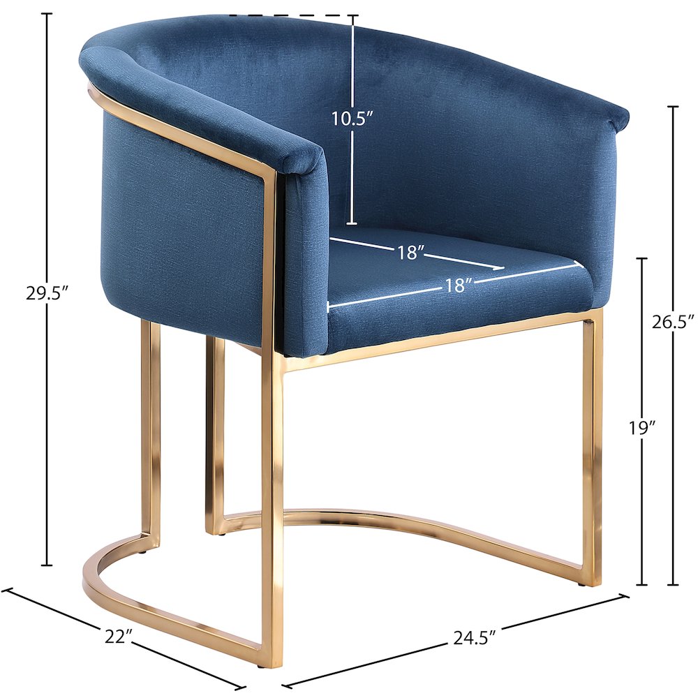 Tierra Navy Velvet Dining Chair. Picture 8