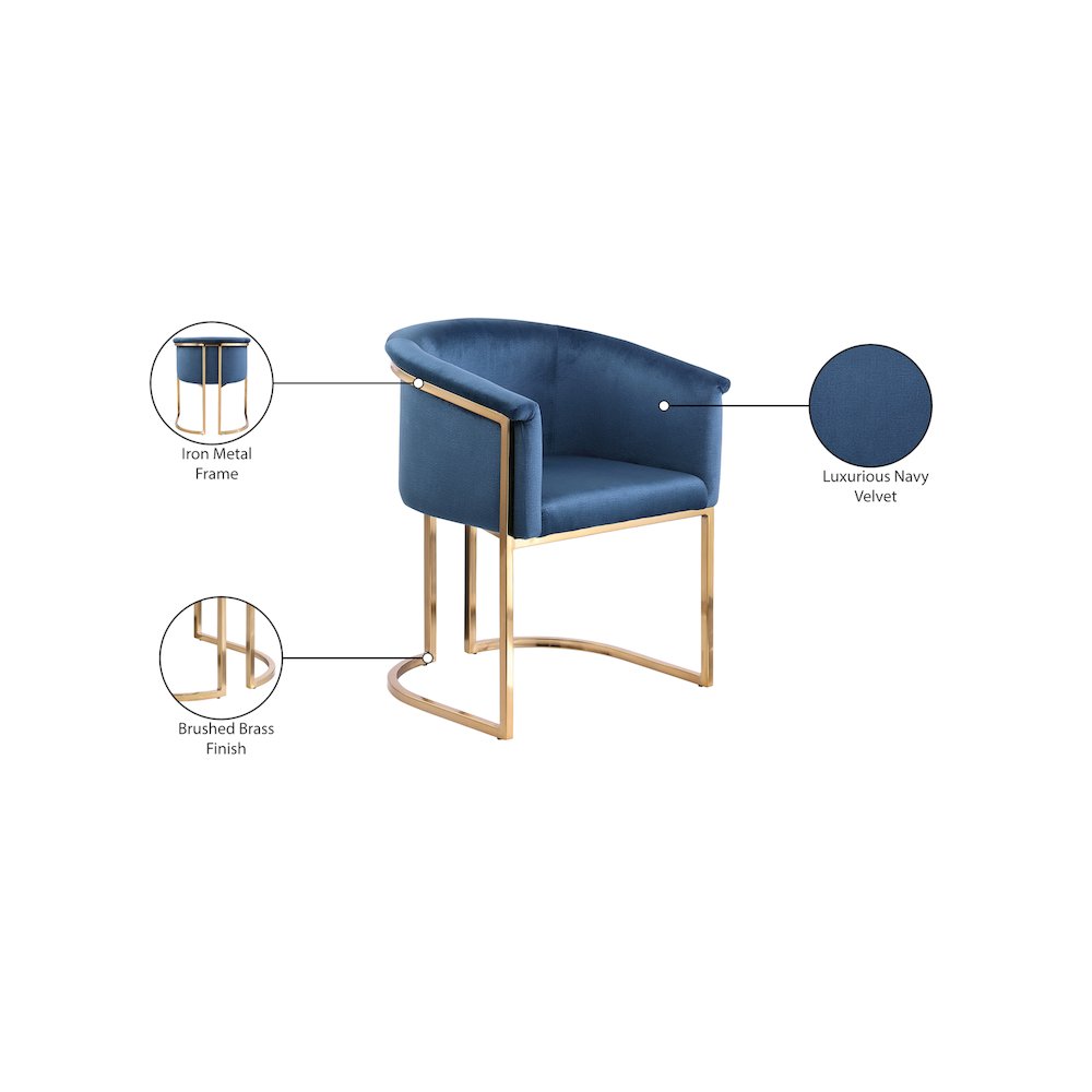Tierra Navy Velvet Dining Chair. Picture 9