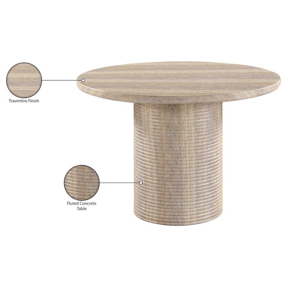 Rapallo 43" Travertine Concrete Indoor/Outdoor Dining Table. Picture 7