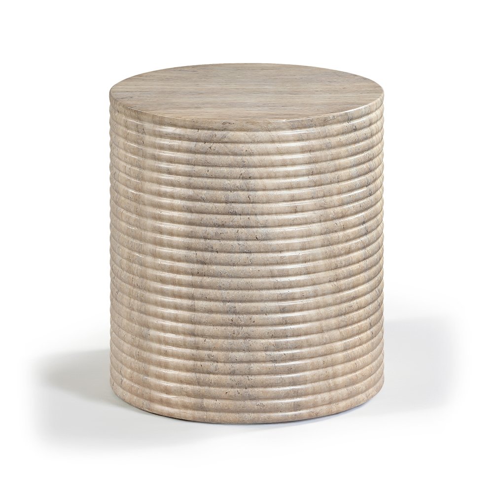 Rapallo Travertine Concrete Indoor/Outdoor End Table. Picture 1