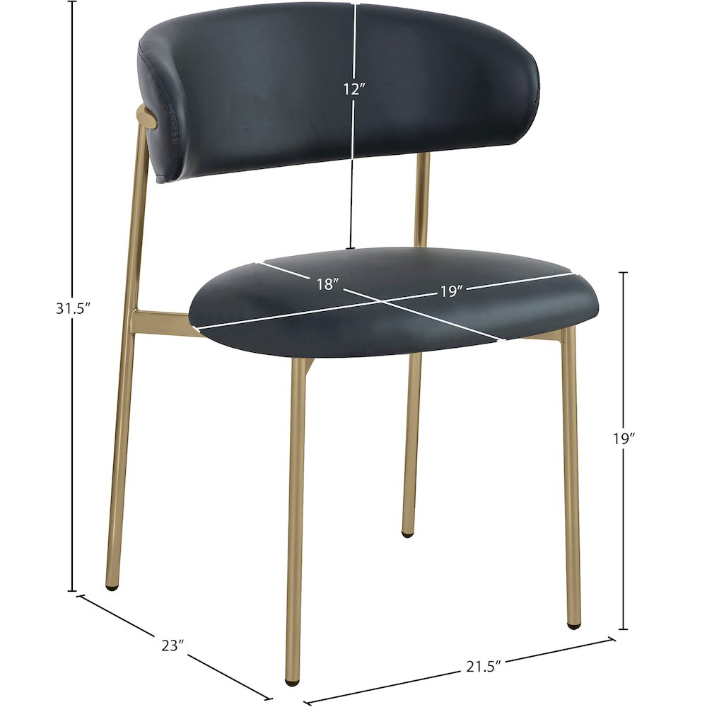 Lupita Black Vegan Leather Dining Chair, Set of 2. Picture 7