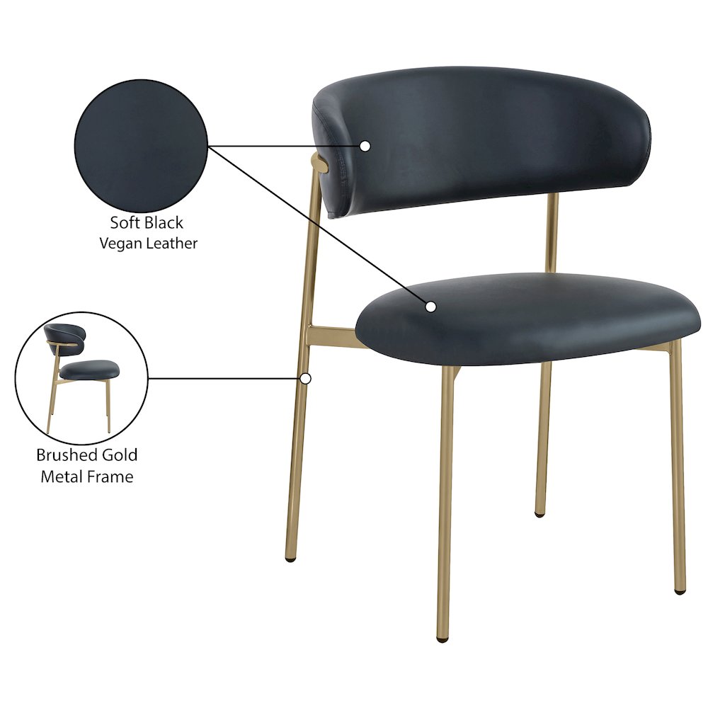 Lupita Black Vegan Leather Dining Chair, Set of 2. Picture 8