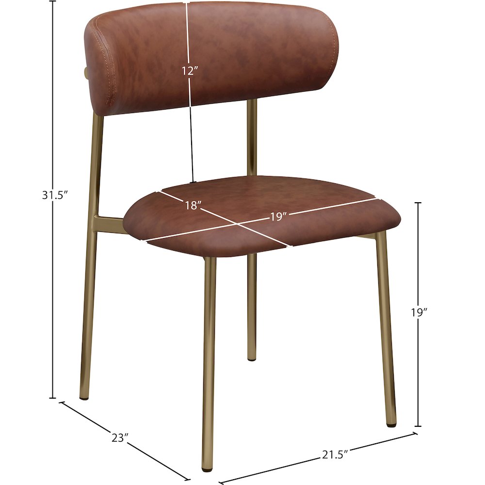 Lupita Brown Vegan Leather Dining Chair, Set of 2. Picture 7