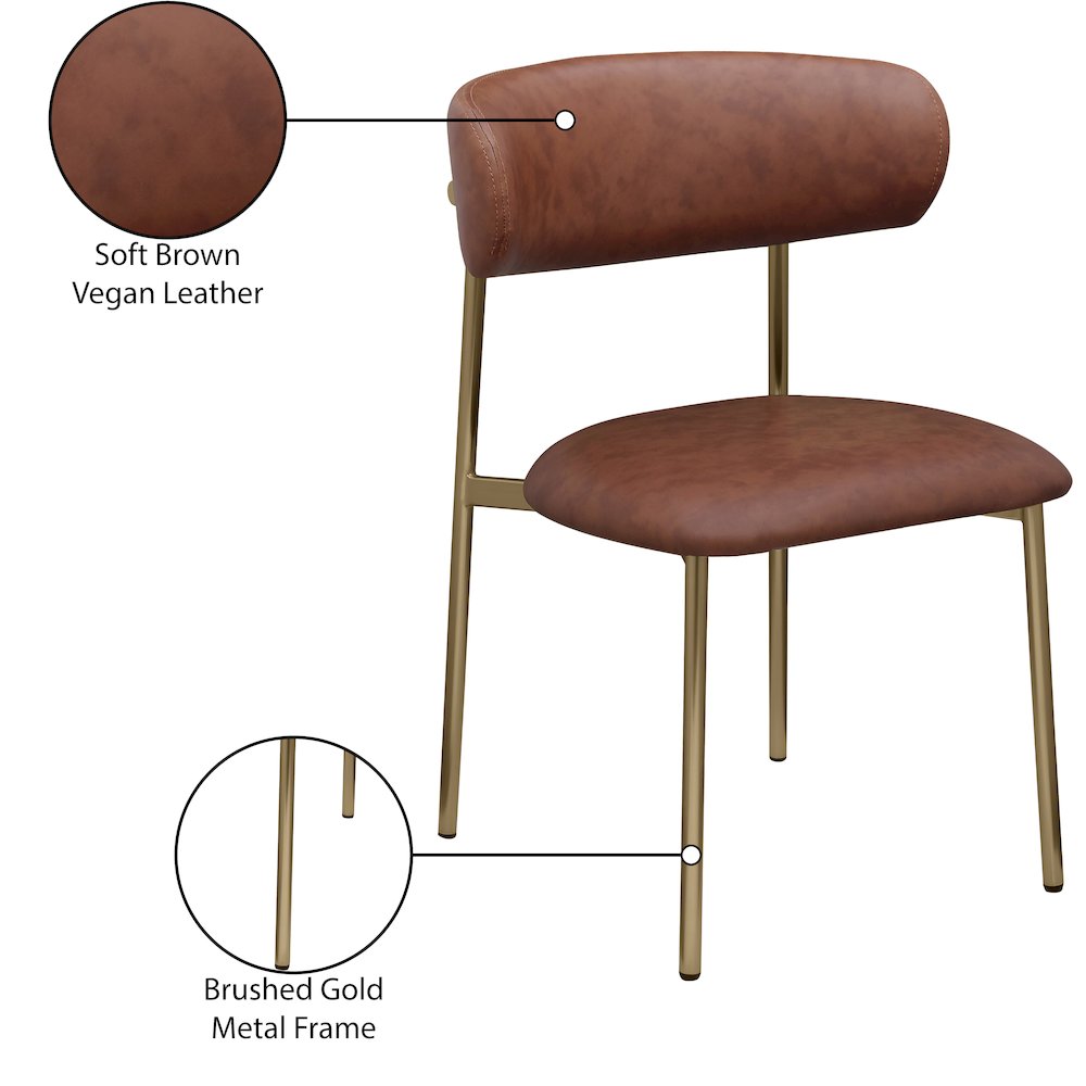 Lupita Brown Vegan Leather Dining Chair, Set of 2. Picture 8