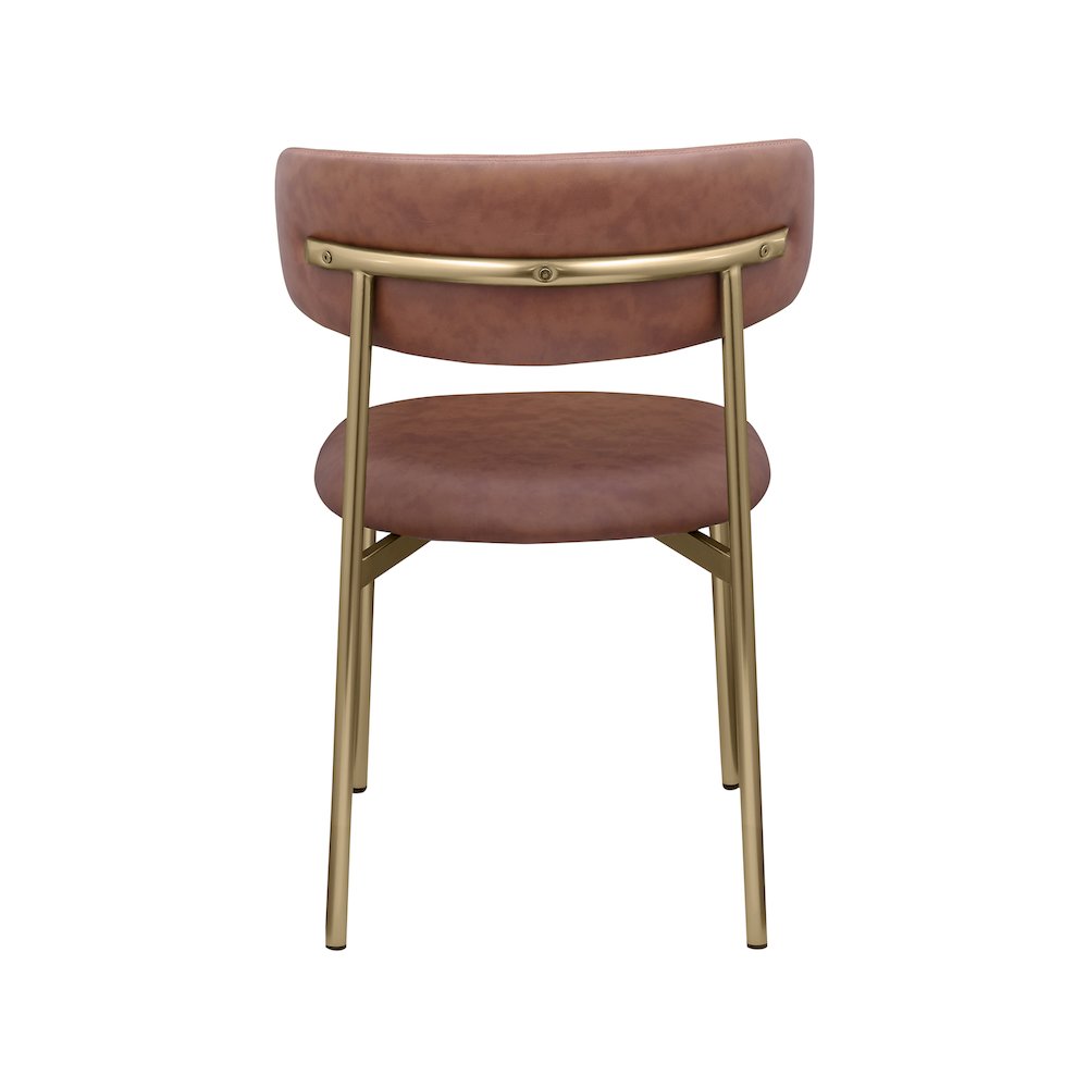 Lupita Brown Vegan Leather Dining Chair, Set of 2. Picture 2
