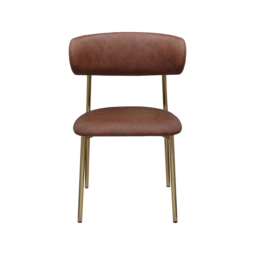 Lupita Brown Vegan Leather Dining Chair, Set of 2. Picture 3