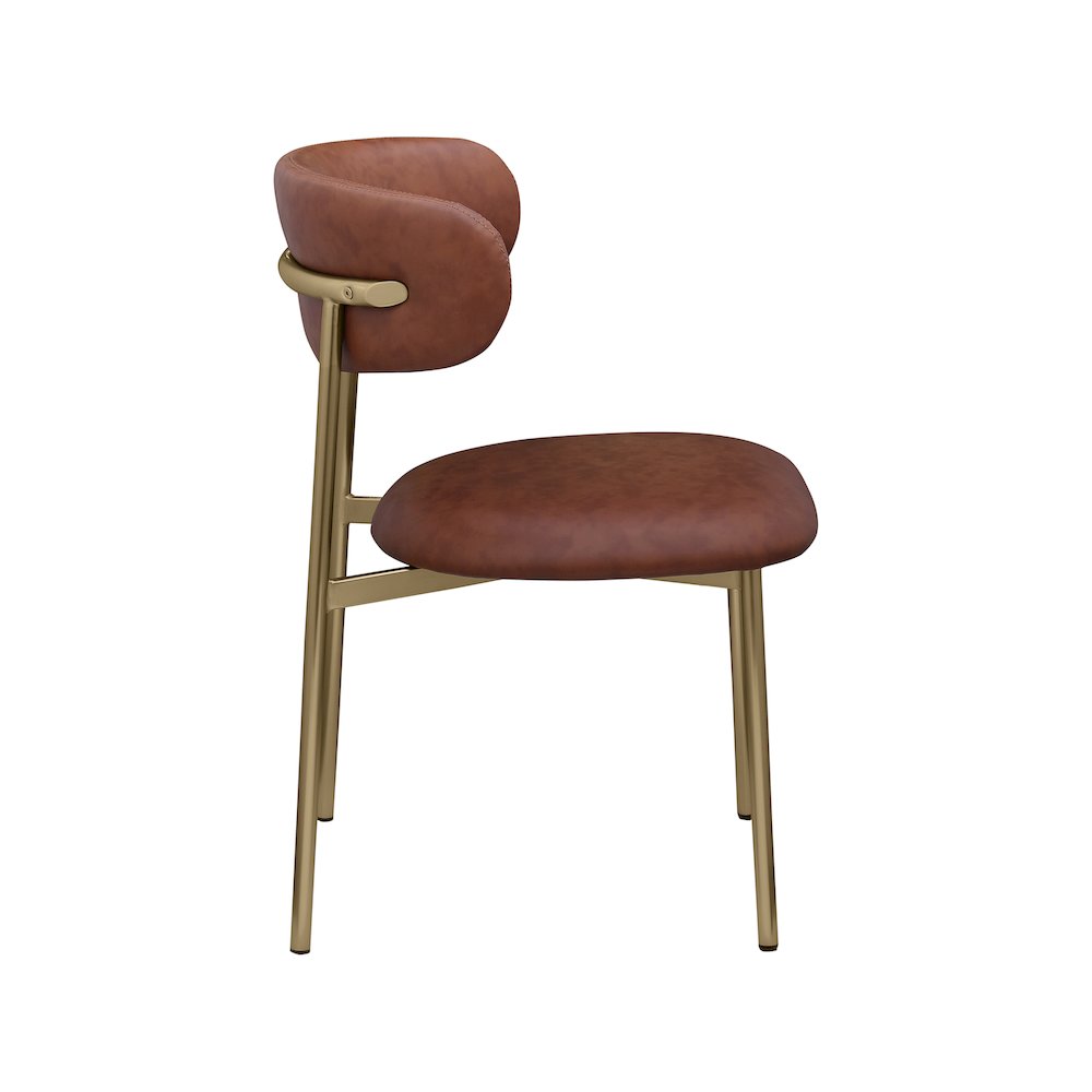 Lupita Brown Vegan Leather Dining Chair, Set of 2. Picture 4