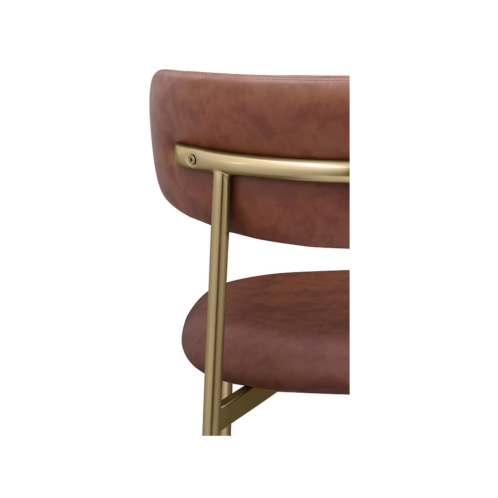 Lupita Brown Vegan Leather Dining Chair, Set of 2. Picture 6