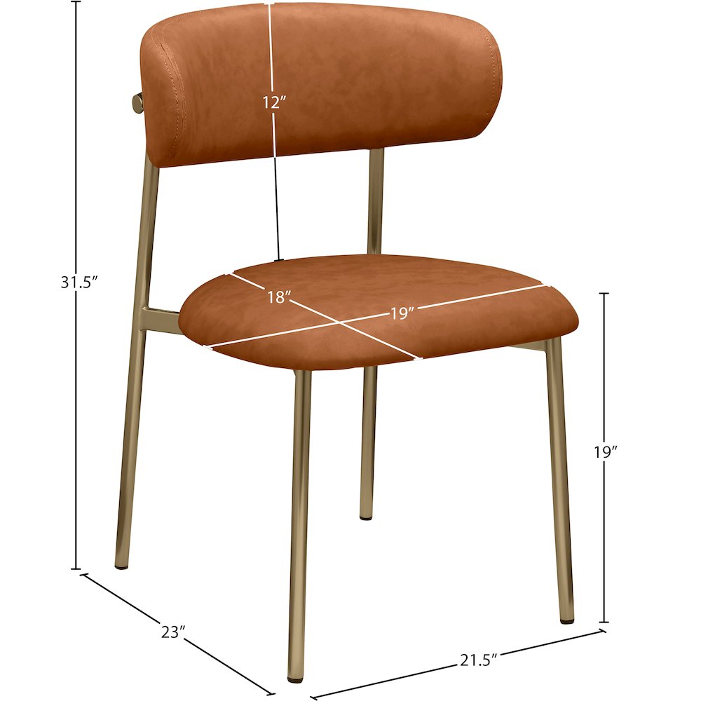 Lupita Cognac Vegan Leather Dining Chair, Set of 2. Picture 7