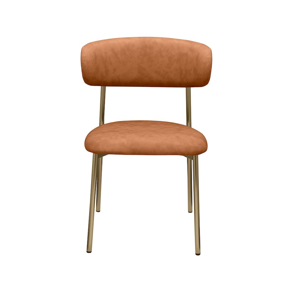 Lupita Cognac Vegan Leather Dining Chair, Set of 2. Picture 3