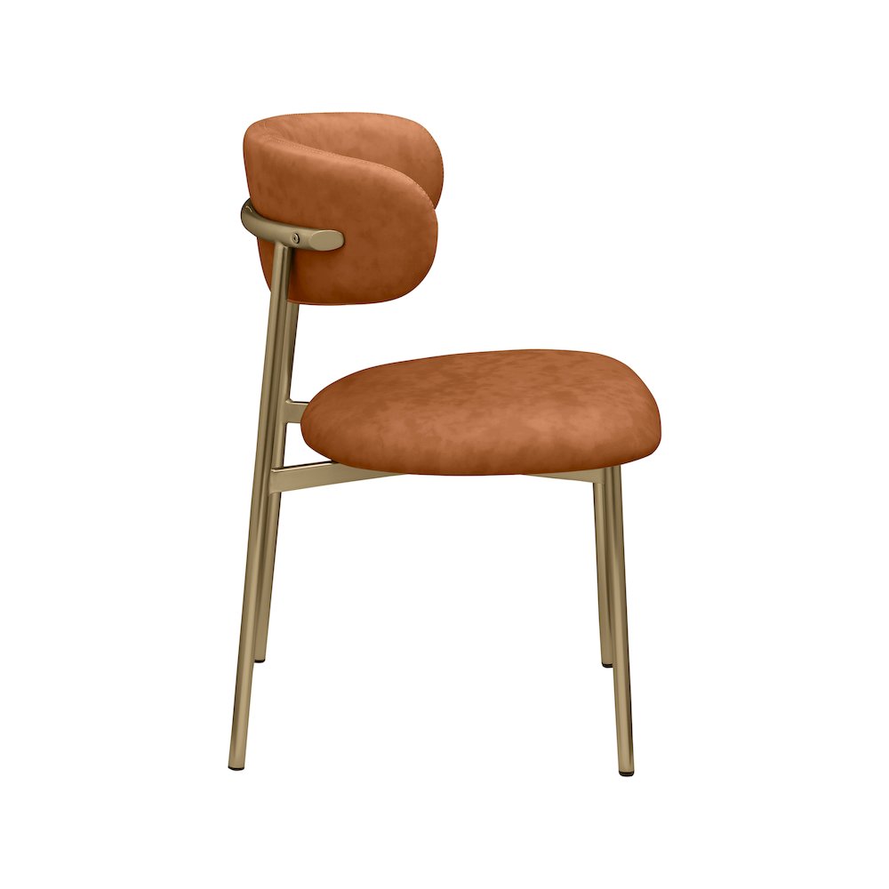 Lupita Cognac Vegan Leather Dining Chair, Set of 2. Picture 4