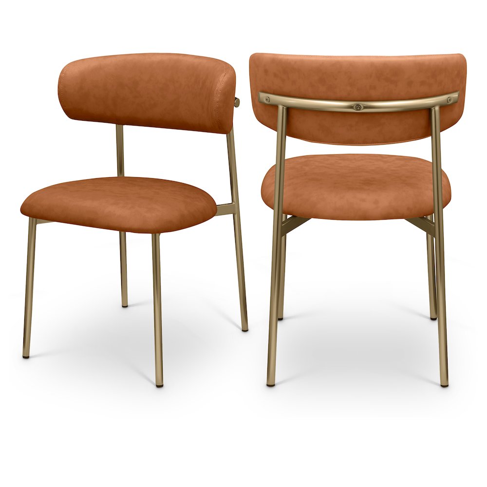 Lupita Cognac Vegan Leather Dining Chair, Set of 2. Picture 1