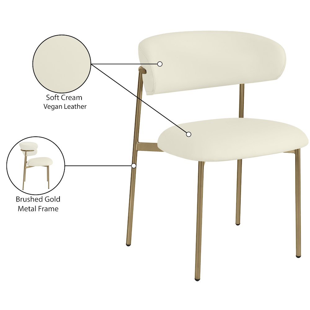 Lupita Cream Vegan Leather Dining Chair, Set of 2. Picture 8