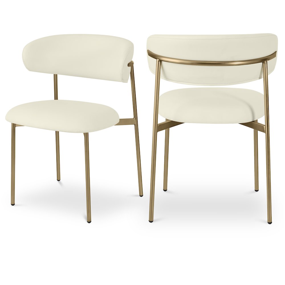 Lupita Cream Vegan Leather Dining Chair, Set of 2. Picture 1