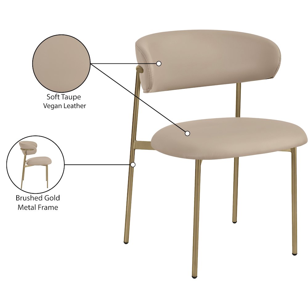 Lupita Taupe Vegan Leather Dining Chair, Set of 2. Picture 8