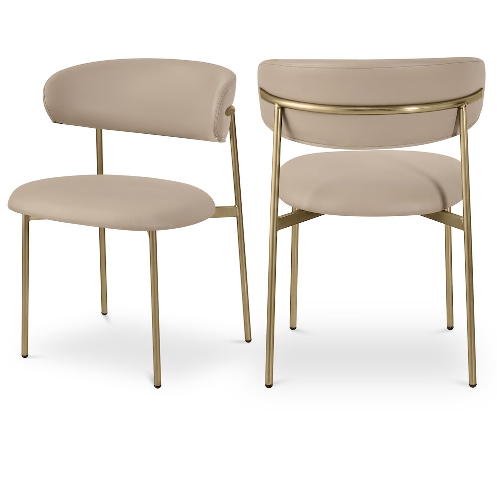 Lupita Taupe Vegan Leather Dining Chair, Set of 2. Picture 1