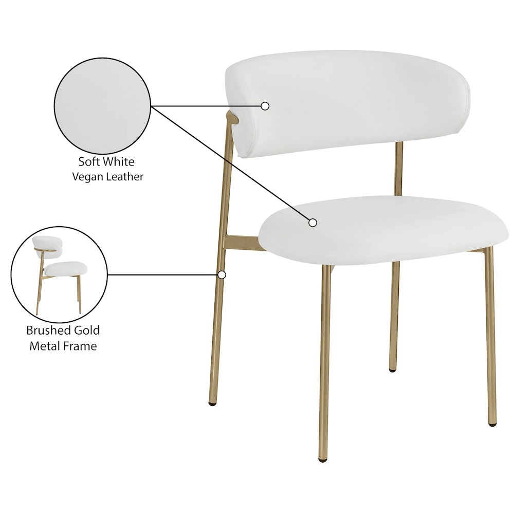 Lupita Off-White Vegan Leather Upholstered Dining Chair, Set of 2. Picture 8