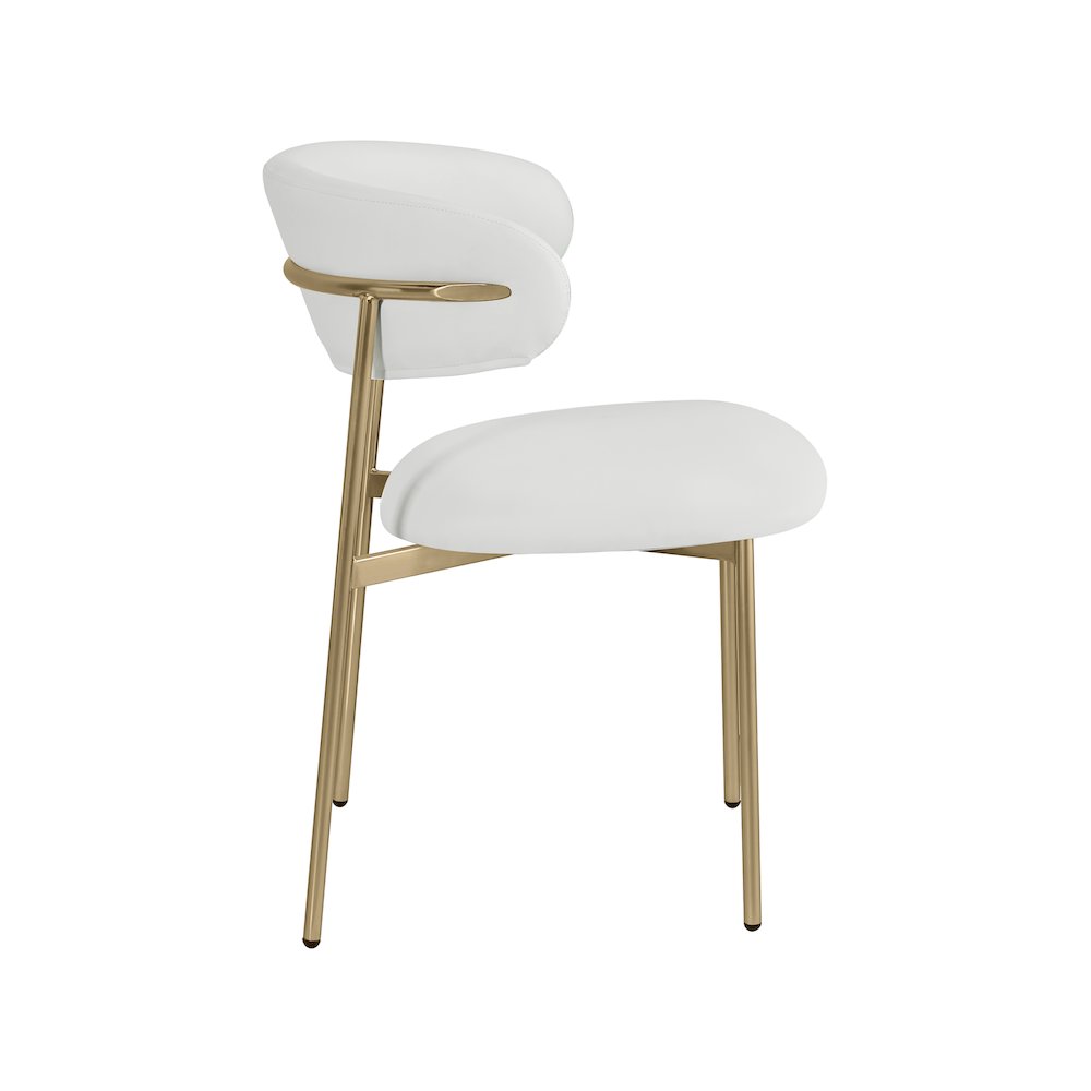 Lupita Off-White Vegan Leather Upholstered Dining Chair, Set of 2. Picture 4