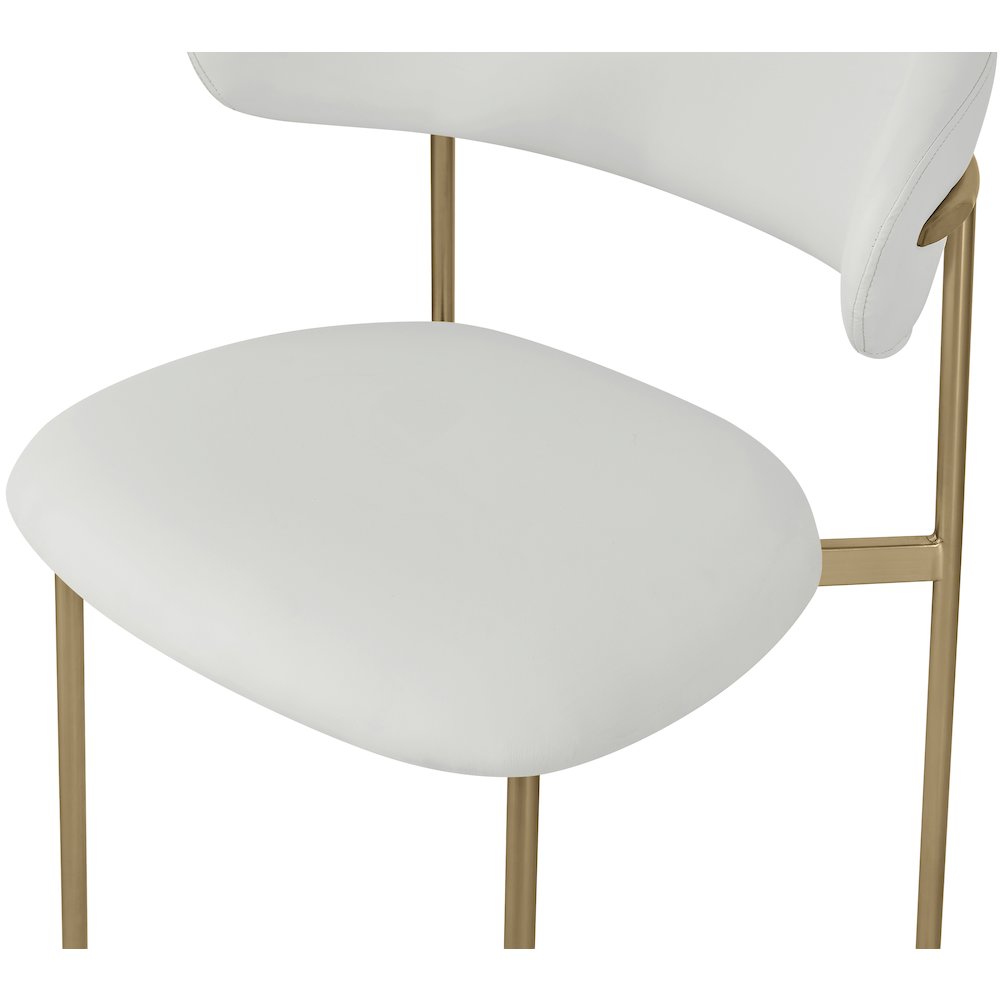 Lupita Off-White Vegan Leather Upholstered Dining Chair, Set of 2. Picture 5