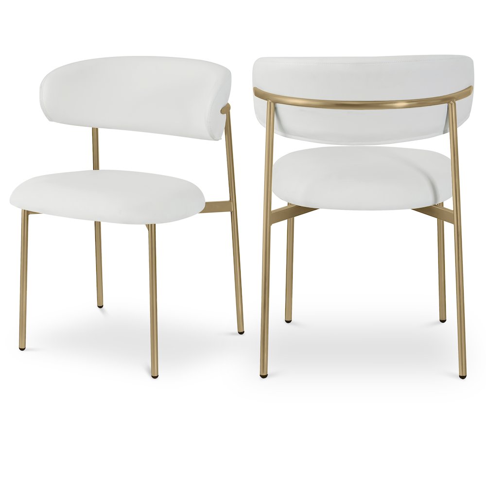 Lupita Off-White Vegan Leather Upholstered Dining Chair, Set of 2. Picture 1