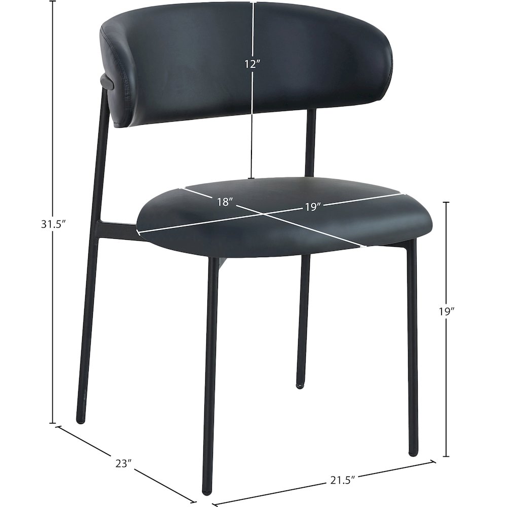 Lupita Black Vegan Leather Dining Chair, Set of 2. Picture 7