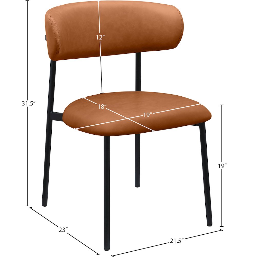 Lupita Cognac Vegan Leather Dining Chair, Set of 2. Picture 7