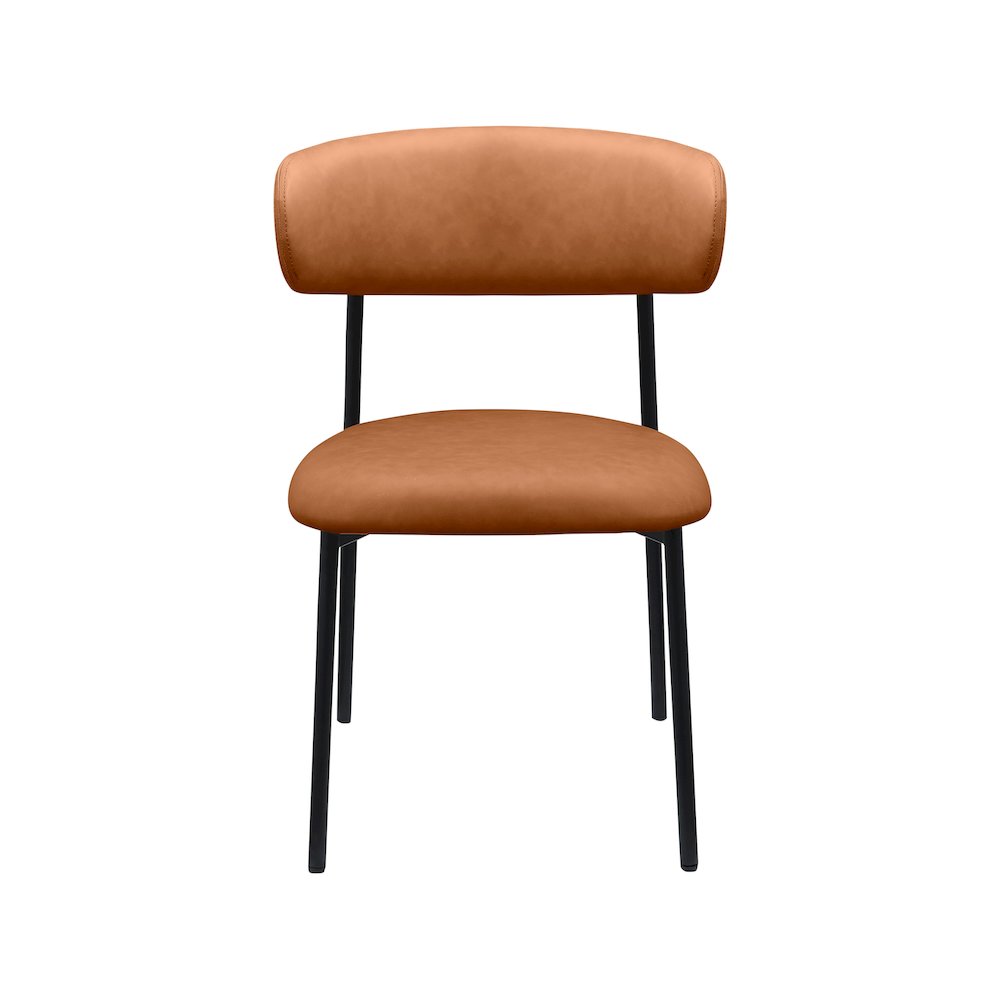 Lupita Cognac Vegan Leather Dining Chair, Set of 2. Picture 3