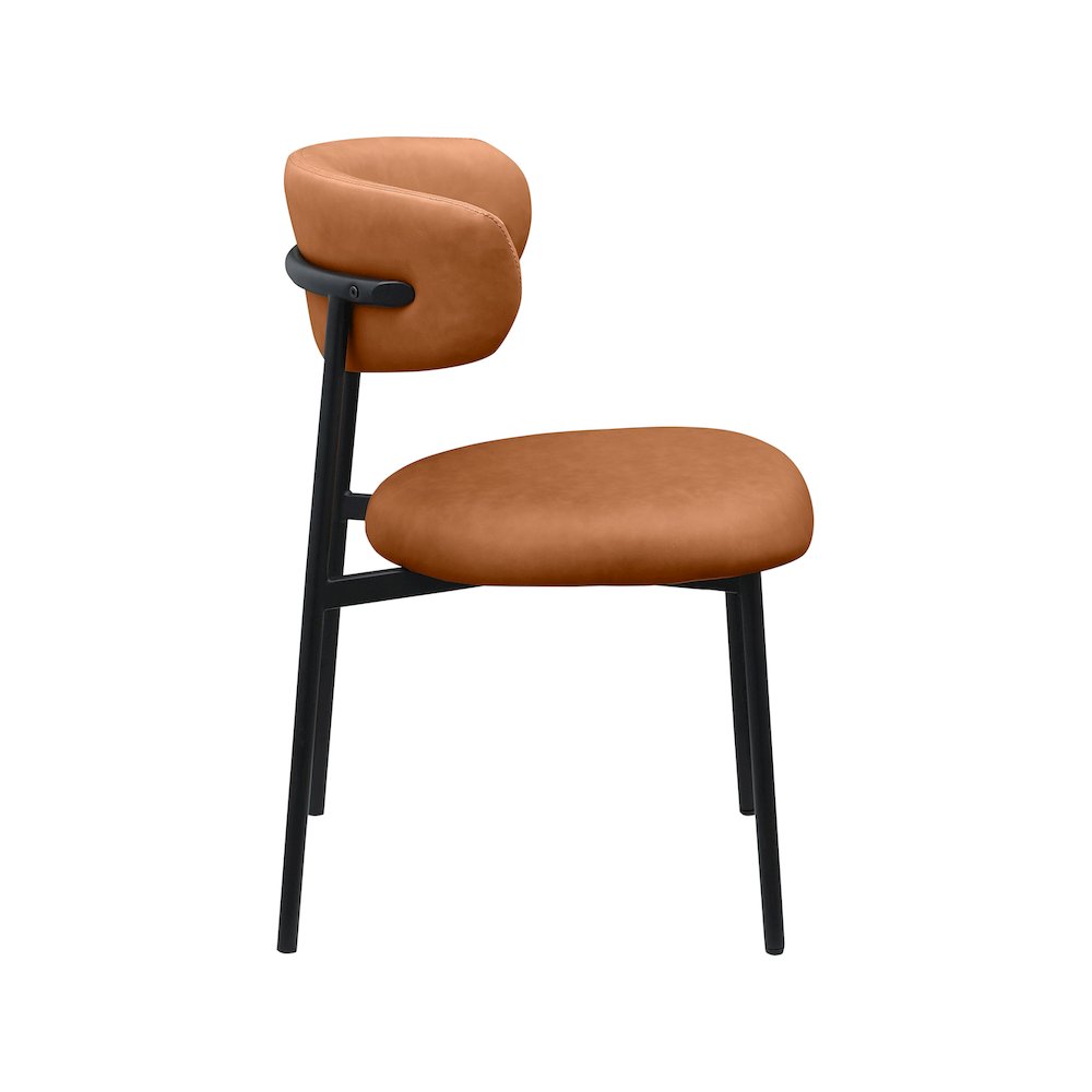 Lupita Cognac Vegan Leather Dining Chair, Set of 2. Picture 4
