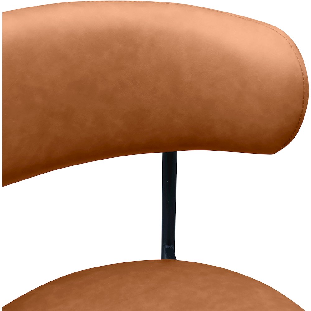 Lupita Cognac Vegan Leather Dining Chair, Set of 2. Picture 5