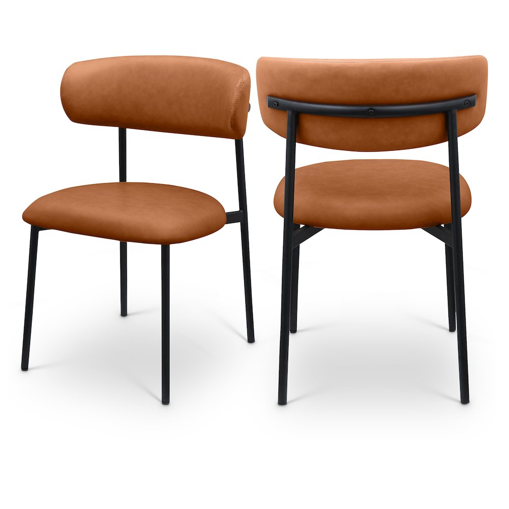 Lupita Cognac Vegan Leather Dining Chair, Set of 2. Picture 1