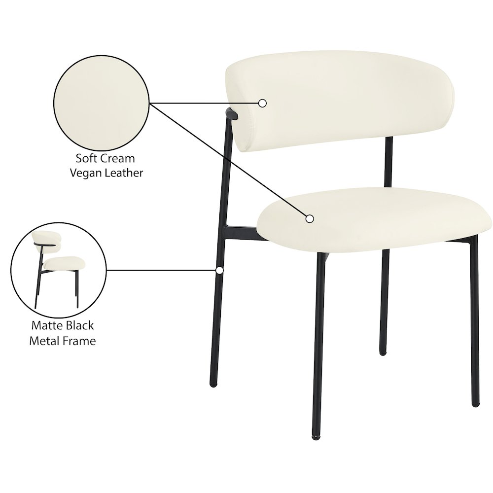 Lupita Cream Vegan Leather Dining Chair, Set of 2. Picture 8