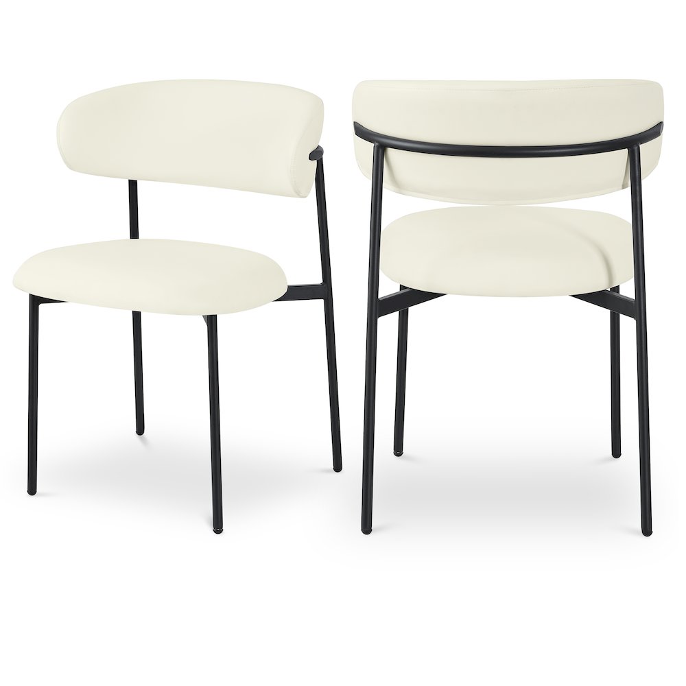 Lupita Cream Vegan Leather Dining Chair, Set of 2. Picture 1