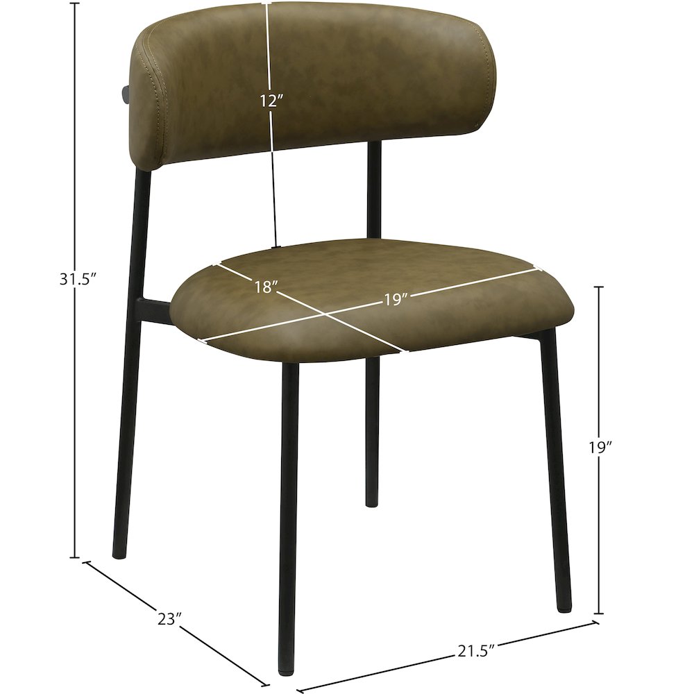 Lupita Olive Vegan Leather Dining Chair, Set of 2. Picture 7