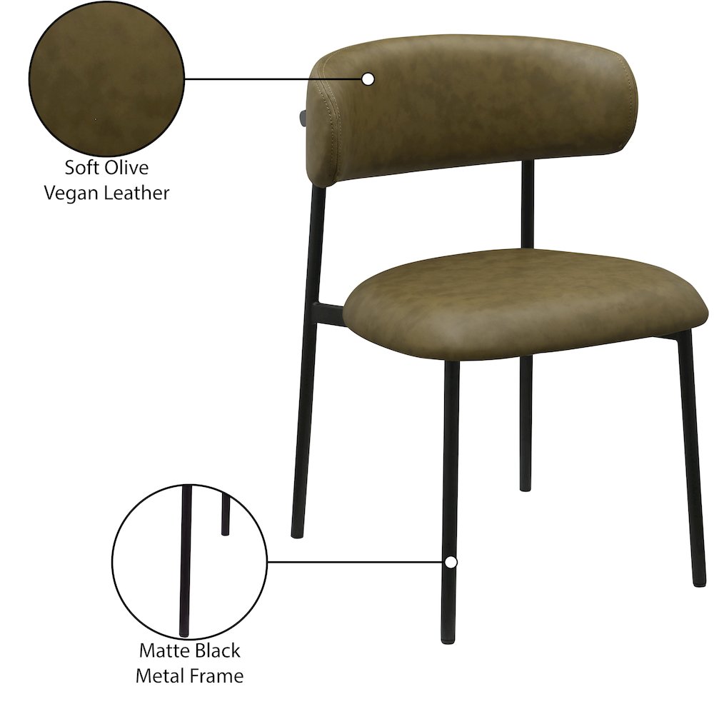 Lupita Olive Vegan Leather Dining Chair, Set of 2. Picture 8